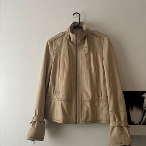 Marc New York Tan Leather Zip-Front Jacket